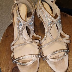 ANTONIO MELANI Tan Embellished Sandals